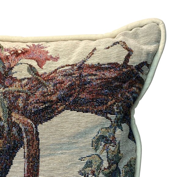 Vintage Spring Tapestry Throw Pillow With Floral & Rustic Design Watering Can - Picture 4 of 8